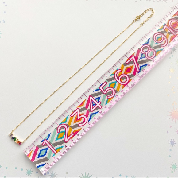 Rainbow Pride Love Baguette Gold Necklace 18" - Picture 5 of 5